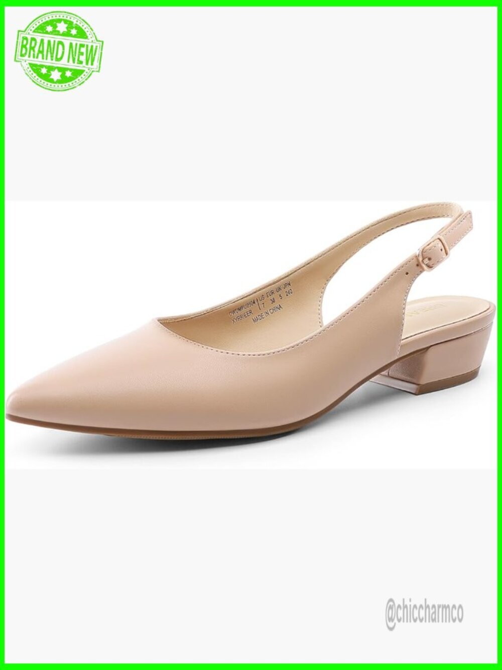 Kitten Heel Slingback Block Heel Pumps Pointed Toe Business Dress Shoes Comfort